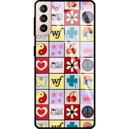 Lucky Tempered Glass Case For Samsung Galaxy S21 Ultra S20 FE S8 S9 S10 Note 10 Plus Note 20