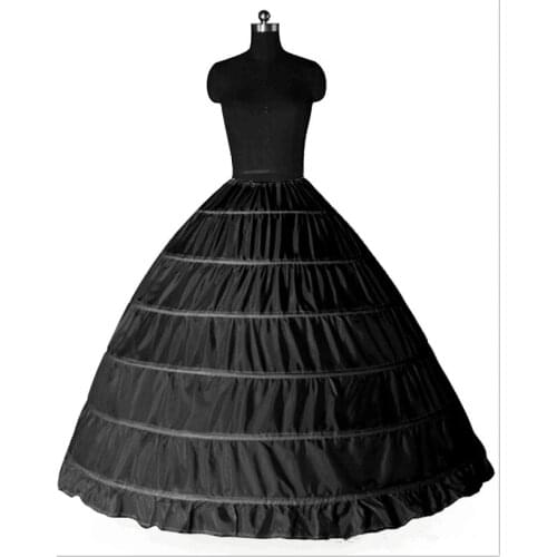 Black 6 Hoops Petticoat Crinoline Slip Underskirt Ball Gown Wedding Dresses Anagua De Vestido De Noiva Jupon