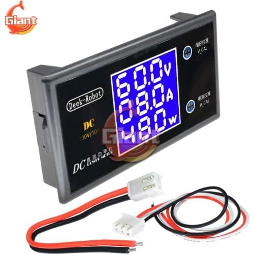 DC 100V 10A Digital Voltmeter Ammeter Wattmeter Current and Voltage Meter Power Meter Volt Detector Tester DC Voltmeter 12V 5V