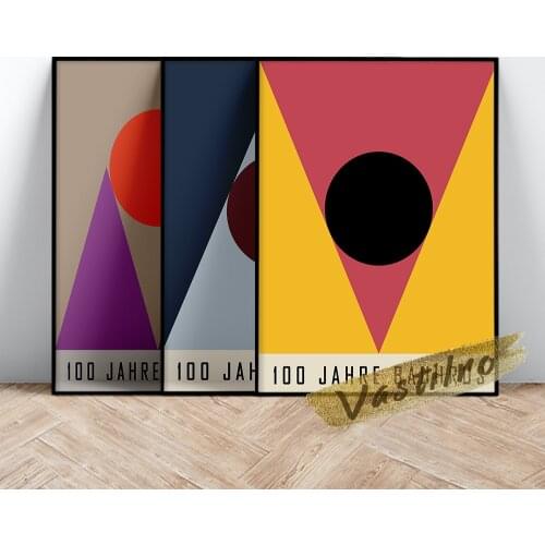 Geometric Bauhaus Gallery Exhibition Poster Retro Home Decor Vintage Print Minimalist Wall Art Canvas Painting Kids Room Decor