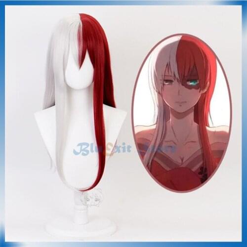 Boku no Hero Academia Shoto Todoroki Cosplay Wig Lolita Hair Synthetic Heat Resistant Long Straight Red Mixed with White