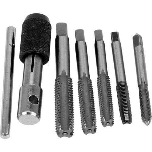 DIYWORK T-type Machine M6/M7/M8/M10/M12 Straight Fluted Screw Hand Screw Tap Wrench Easy To Use Tap Die Set 7pcs/set