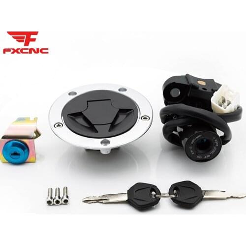 Motorcycle Ignition Key Switch Seat Lock Fuel Tank Gas Cap Cover Set For Kawasaki Z1000 2010-2016 12V Ignition Key Switch Cover