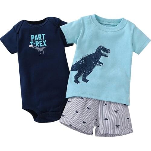 Newborn Infant Baby Boys Clothes Set 3PCS Romper+T shirt + Shorts Enfant Boy Outfit Set fashion Children clothing Vestido Infant