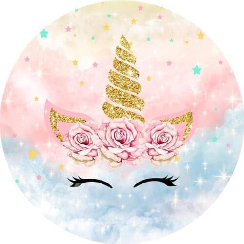 Circular Round Panel Backdrop Photography Circle Background Rainbow Panda Unicorn Themed Birthday Party Decor Baby Shower Vinyl