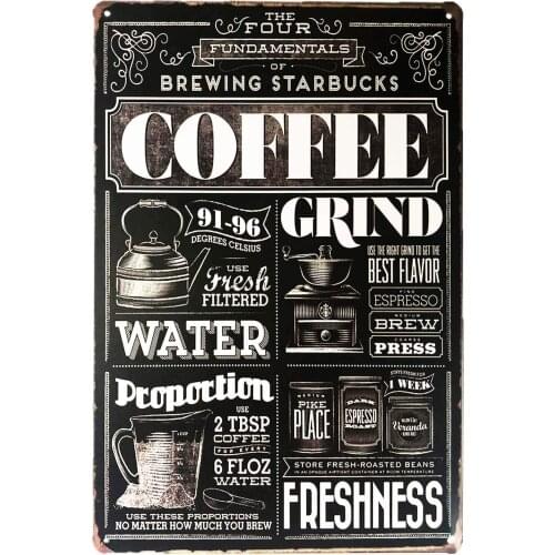 BENTIAN Coffee Brewing Starbucks Metal Tin Sign Metal, Vintage Plaque Poster Cafe Home Bar Wall Decor 12x8 Inch