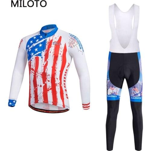 Miloto USA Shirt Long Sleeve Cycling Jersey Bike Jersey cycling clothing maillot ciclismo roupa ciclismo Cycling set