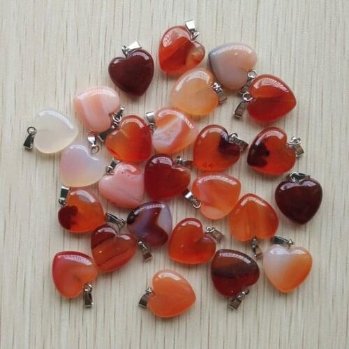 2018 fashion bestselling top quality natural red onyx heart pendants charms for jewelry making 16mm 50pcs/lot Wholesale free