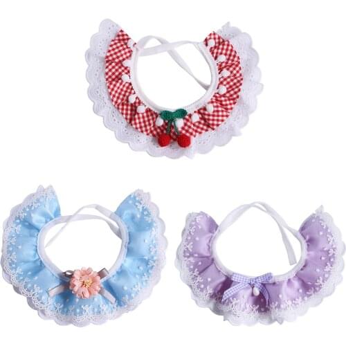 Fashion Bowknot Pet Collar Lace Lovely Lace Stretchy Cat Bandana Pet Collar Bib Dog Cat Necklace Decor Collar For Kitten Puppy