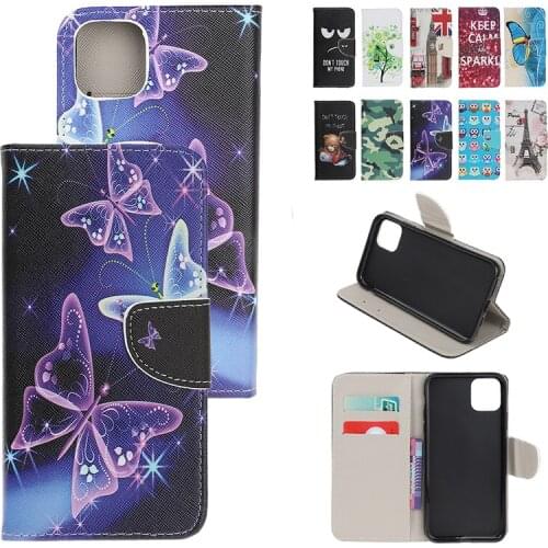 Fashion Painted Wallet Card Slot Leather Case For iPhone 12 11 XS Pro Max Mini SE 2020 X XR 8 7 5 Plus Invisible Bracket Cases