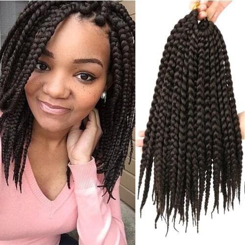 MTMEI HAIR Short Box Braids Crochet Hair Synthetic Braiding Hair Extensions Black Brown Burgundy Crochet Braids 12"12Strands