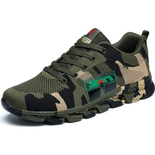Men Military Green Hiking Camouflage Work Shoes Unisex Mesh Ourdoor Rock Climbing Sneakers Women Autumn Trekking Hunting Boots