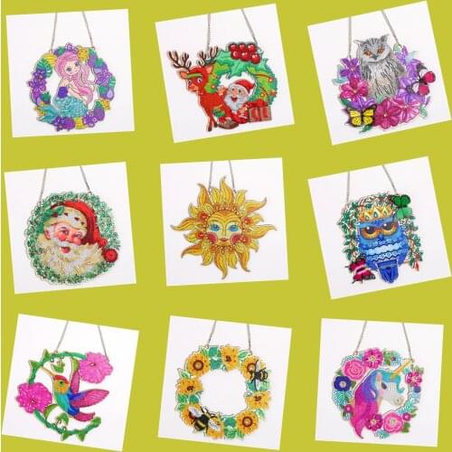 DIY Diamond Painting Wreath Kit for Door Home Decoration Special Shaped Drill Unicorn 5D Diamond Embroidery Kit Cross Stitch