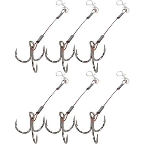 6PCS Fishing Hook Reusable Incisive Lure Bait Barbed Hooks Kit Carbon Steel Barbed Hook Stainless Steel Wire Fish Hook