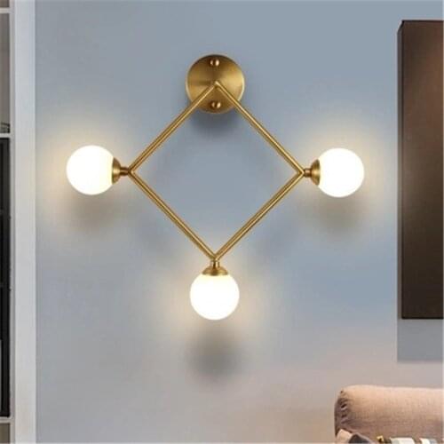 Nordic Designer Golden Geometry Wall Lamp Aisle Creative Brass Living Room Hotel Restaurant Bar Bedside Wall Sconce