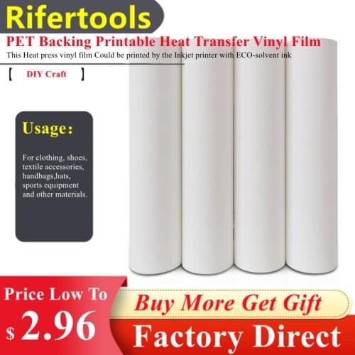 New PET Backing Printable Heat Transfer Vinyl Film Printed By Inkjet Printer With ECO-solvent Ink For Clothing Shoes Textile Bag