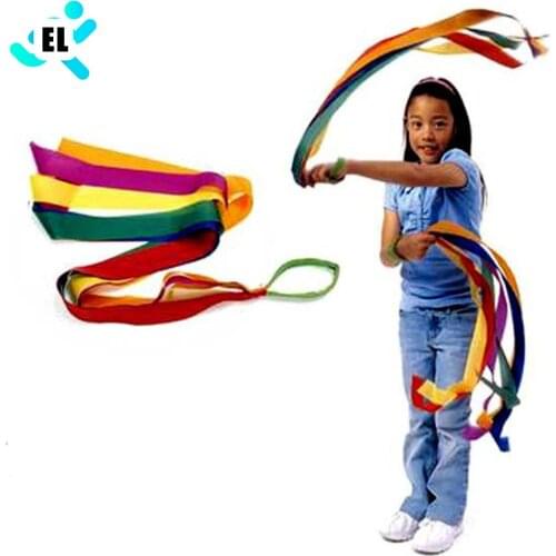 Hot Sports Dance Art Rhythmic Rainbow Ribbon Kids Gymnastics Toy Cheerleading Gymnastic Fitness Exercises Random Color