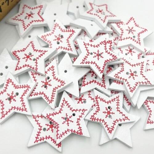 20pcs Mix White Wood Merry Christmas Star Buttons Sewing Craft WB550