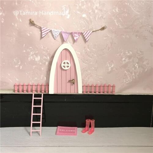 Hand Made pink Fairy door great gift for girls room miniature pretend play magic fairies tooth fairy door XMas Gift for girls