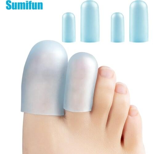 Transparent Blue Toe Protector Silicone Gel Thumb Cover Prevent Blisters Corns Nail Tool Injured Ingrown Hammer Finger Foot Care