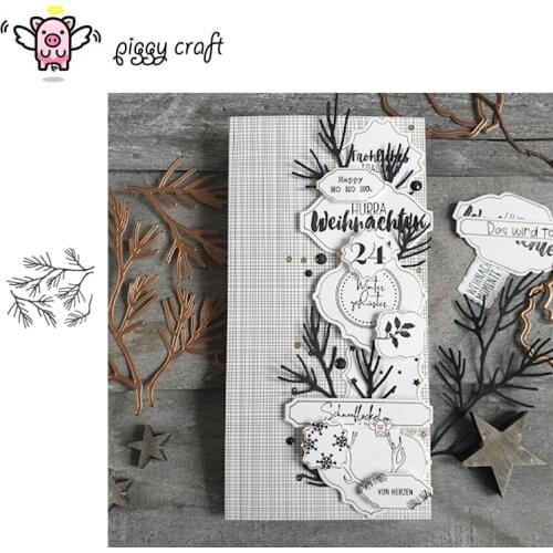 Piggy Craft metal cutting dies cut die mold 4Pcs Leaves branch Scrapbook paper craft knife mould blade punch stencils dies