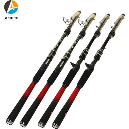 AI-SHOUYU New Telescopic Fishing Travel Rod 2.1m/2.4m/2.7m/3.0m/3.6m vara de pesca Lure Fishing Rod Portable Fishing Tackle
