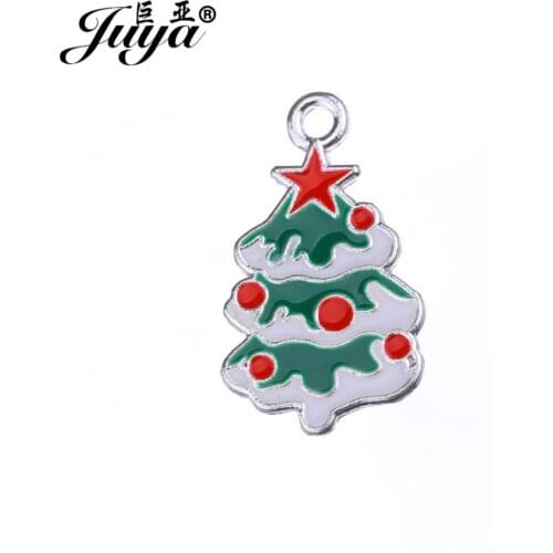 JUYA Vintage Alloy Floating Christmas Tree Charms 30x18mm 10pcs/lot Metal Pendants for Jewelry Making DIY Handmade Crafts AO0558