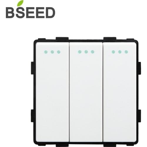 BSEED 3 Gang DIY Parts White Plastic Materials EU standard Function Key For EU Wall Switch
