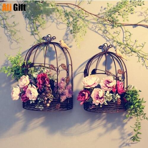 Iron Half Bird Cage Wall Hanging Flower Stand Ornaments Wedding Wall Decoration Outdoor Balcony Home Pendant Photography Props