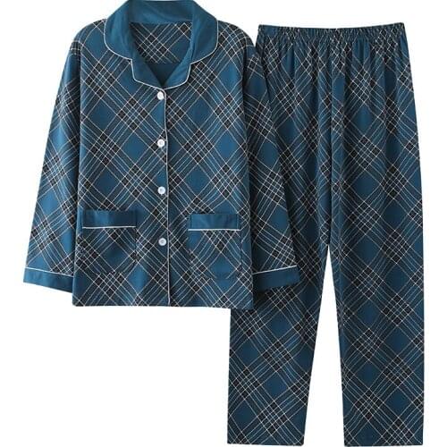 Plus Size 3XL Pajamas Womens Spring Autumn New Long-Sleeved Printed Sleepwear Female Plaid Sleep Tops Casual Home Clothes Suit