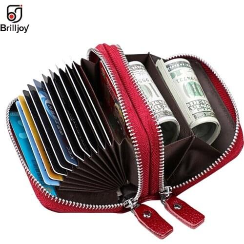 Brilljoy Genuine Leather women wallet business wallets Coin Pouch new fashion Female purse Credit Card Holder Organizer Purse