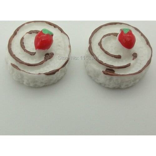 1pcs/lot resin flat back Simulated food white chocolate fruit roll cake13mm Jewelry Mobile Phone DIY Accessories B015-10