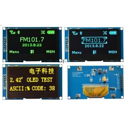 2.42 inch 7PIN SPI White OLED Screen LCD Module SSD1309 Drive IC 128*64 IIC Interface