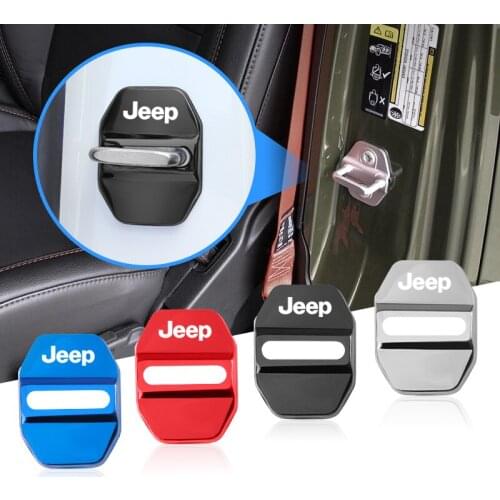 4pcs Car Door Lock Cover Stickers Protect Accessories For Jeep Cherokee Compass Patriot Renegade Rubicon Wrangler Grand Liberty