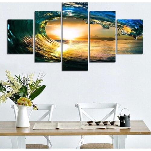 5 Piece(No Frame) Sunset sea Modern Home Wall Decor Canvas Picture Art HD Print Painting On Canvas for Living Room F1890