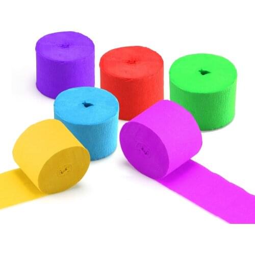 6pcs/set 25m Crepe Paper Streamers Party Decorations Wedding Birthday Rolls 6 COLOR Choose