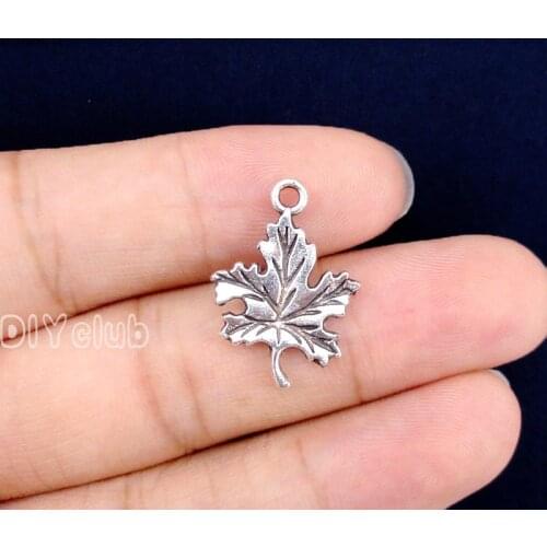 80pcs-Antique Tibetan Silver Maple Leaf charms Pendant 23x16mm