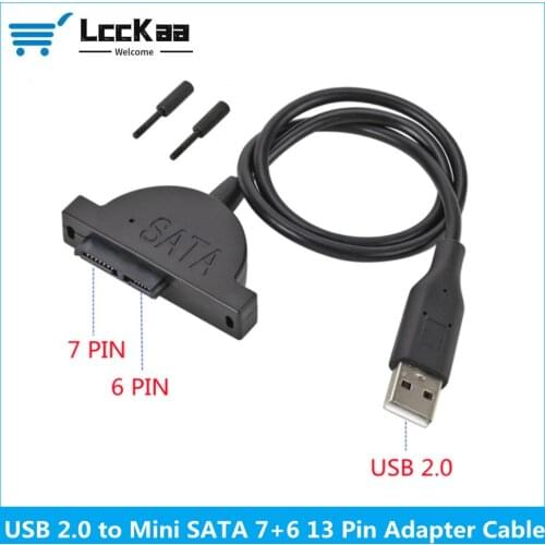 LccKaa USB 2.0 to Mini Sata II 7+6 13Pin Adapter for Laptop CD/DVD ROM Slimline Drive Converter Cable Screws steady style