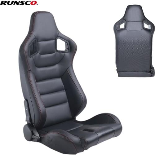Car Accessories Adjustable Racing Seats Sport PVC Leather Car Reclinable Seats W/ 2 Slides 1Piece