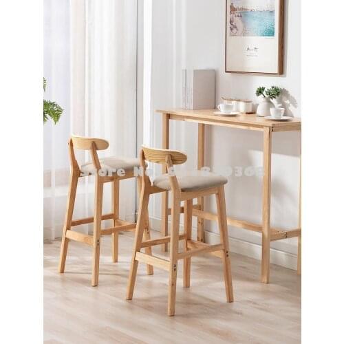 Bar Chair Modern Simple High Stool Solid Wood Bar Table Chair Household Bar Stool Nordic Milk Tea Shop Stool
