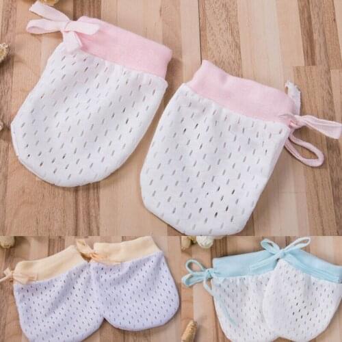 Baby Breathable Ice Silk Anti Scratch Gloves Newborn Protect Face Adjustable Scratch Mittens