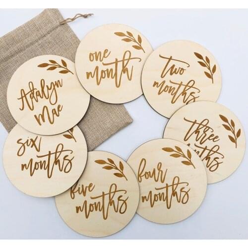 Baby Monthly milestones, Baby milestone Cards, Newborn Photo Props, Personalized Chewing Chips Wooden 12pcs