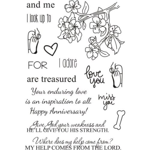 Eno Greeting clear stamps flower card decorative stamps greeting quote scrapbooking stamps