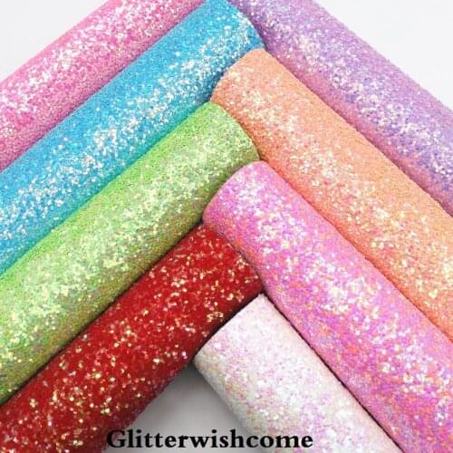 Glitterwishcome 21X29CM A4 Size Chunky Glitter Leather Fabirc Leather fabric Vinyl for Bows, GM3005A