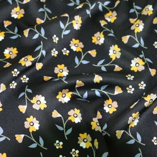 Glossy Small Floral Dress Scarf Material Polyester Charmeuse Imitate Silk Fabric