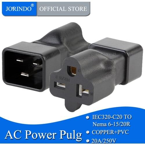 JORINDO IEC320 C20 TO 6-15R,C20 20Amp to T Blade 20Amp AC Cable, PDU UPS Plug to Nema 6-20R 20Amp AC Power Adapter,C20 TO 6-20R