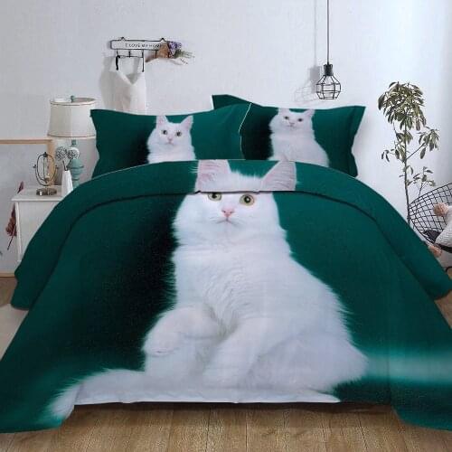 3D Bedding Set Cute Cat Pet Printed Queen King Duvet Cover Set Twin Full Single Double Size Bed Linen For Boys Teen Home Bedroom