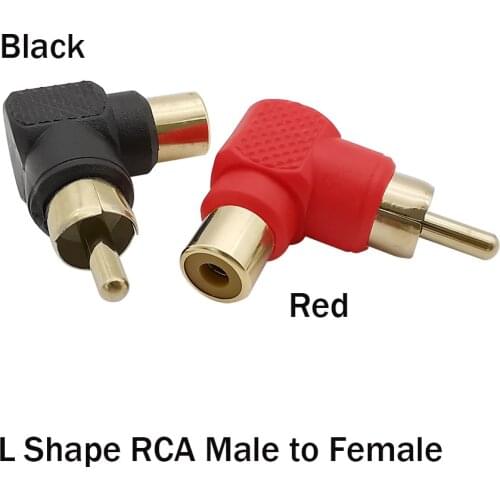 Audio AV RCA Elbow Plug Jack Extender L Shape RCA Connector Black Red Right Angle RCA Male to Female 90 Degree RCA Connector