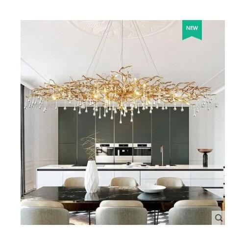 Copper branch restaurant chandelier post-modern luxury crystal living room lamp luxury high-end villa personality art lamps