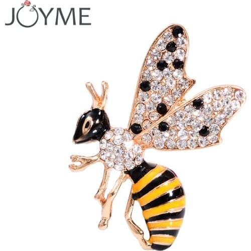 Cute Pins And Brooches for Women Enamel Bee Brooch Pin Badge Jacket Broach Rhinestone Clothing Hijab Insect Brooch Kids Jewelry